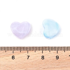 アクリルビーズ  天然石風ビーズ  ハート  ツートン  ミックスカラー  11.5x13.5x7mm  穴：4x4.5mm  806個/ 500g&nbsp;OACR-Z029-03