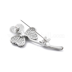 ハートフラワー合金クリスタルラインストーンブローチ  白いアクリルを使って  プラチナ  54x29.5mm&nbsp;JEWB-C037-07P