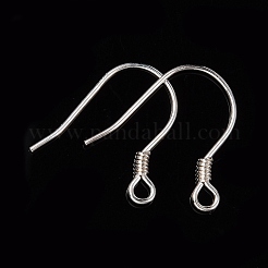 925スターリングシルバーピアスフック  銀  15x16.5mm  穴：1mm  22ゲージ  ピン：0.6mm&nbsp;STER-M031-01S