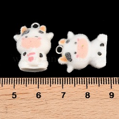 不透明樹脂のペンダント  牛チャーム  プラチナ鉄ループ付き  ミックスカラー  21.5~23.5x16~17x12.5mm  穴：2mm&nbsp;FIND-Z116-03P