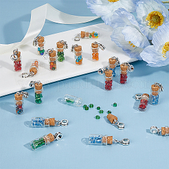 30Pcs Glass Bottle with Glass Seed Beads European Dangle Charms&nbsp;PALLOY-FI0001-02