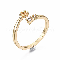 Brass Micro Pave Clear Cubic Zirconia Peg Bails Cuff Finger Ring Settings&nbsp;X-KK-T056-117G-NF