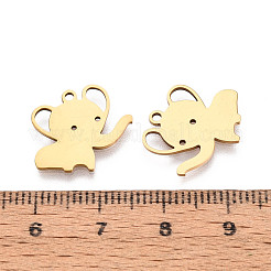 ステンレスペンダント201個  象のチャーム  レーザー切断  18KGP本金メッキ  15.5x16.5x1mm  穴：1.4mm&nbsp;STAS-T073-39G