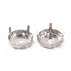 変色しないステンレススチールのラインストーン爪留め  フラットラウンド  ステンレス鋼色  17x8mm  トレイ：16mm&nbsp;STAS-L229-04B