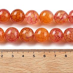 天然石ドラゴンアゲート瑪瑙ビーズ連売り  染め＆加熱  ラウンド  ダークオレンジ  14mm  穴：1.5mm  約28個/連  15.31''（38.9センチメートル）&nbsp;G-A261-A01-14mm