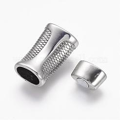 304ステンレススチール製マグネット留め具、接着端付き  長方形  アンティークシルバー  29x17.5x11mm  穴：8x12mm&nbsp;STAS-K122-13