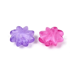ツートンカラーの透明アクリルビーズ  花  ミックスカラー  20x20x10.5mm  穴：2.5mm  約240個/500g&nbsp;OACR-Q199-29