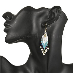 304 Stainless Steel Glass Seed Beads Arrow Dangle Earrings&nbsp;EJEW-MZ00554-01