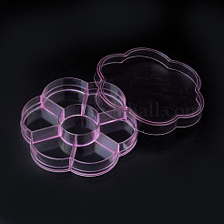 プラスチックビーズ収納ケース  7のコンパートメント  花  ピンク  10.3x9.6x1.75cm&nbsp;CON-S042-03
