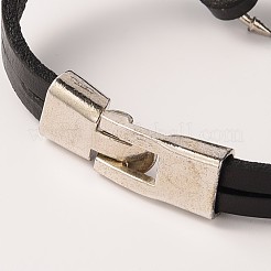 Leather Alloy Anchor Links Bracelets&nbsp;BJEW-J108-02B