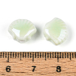 手作りの陶器ビーズ  シェル形状  光沢釉の磁器  甘露  9.5~10x11.5~12x6~6.5mm  穴：1.6~2mm&nbsp;LS-PORC-Q002-01F-01