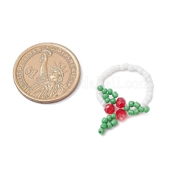 クリスマスガラス指輪  葉  グリーン  内径：18mm&nbsp;RJEW-TA00220
