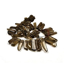不規則なストリップ天然スモーキークォーツ段階ビーズ連売り  23~62x10~12x4~6mm  穴：2mm  約38個/連  15.3インチ&nbsp;G-P064-03
