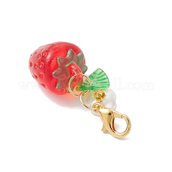 2Pcs Transparent Acrylic Strawberry Pendant Decorations&nbsp;HJEW-JM04318