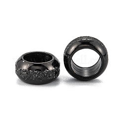 フロスト201ステンレススチールヨーロピアンビーズ  ロンデル  イオンプレーティング（ip）  電気泳動黒  8x4mm  穴：5mm&nbsp;LS-STAS-B020-13EB