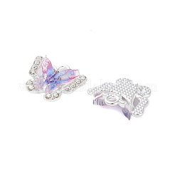 ラックメッキ合金ペンダント  ラインストーンと樹脂と  蝶  藤紫色  14x17x5mm  穴：2mm&nbsp;FIND-C062-04S-05