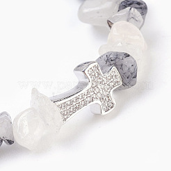 Natural Rutilated Quartz Beads Stretch Bracelets&nbsp;BJEW-JB03926-02