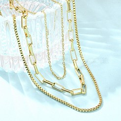 304 Stainless Steel 3 Layer Necklaces for Women&nbsp;NJEW-C084-03G