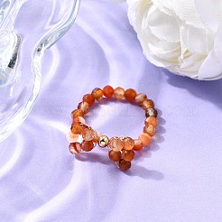 天然宝石リング3個  蝶結び  天然カーネリアンを含む  天然アパタイトとグレードAAの天然アメジスト  真鍮のビーズで  ミックスカラー  16x8mm  内径：19mm&nbsp;RJEW-TA00204