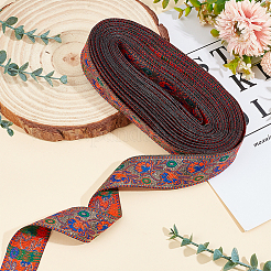 10 Yards Ethnic Style Polyester Jacquard Flower Ribbon&nbsp;OCOR-WH0088-42