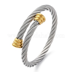 女性用304ステンレススチールトルクバングル  イオンプレーティング（ip）  ゴールデン·ステンレス鋼色  3/4インチ（1.95cm）  内径：2-1/4インチ（5.65cm）&nbsp;BJEW-P310-18GP