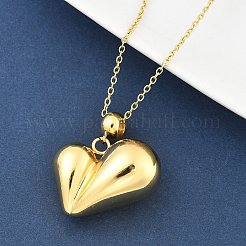 201ステンレススチールラブハートペンダントネックレス女性用  18KGP本金メッキ  17.91インチ（45.5cm）&nbsp;NJEW-Z069-01G-01