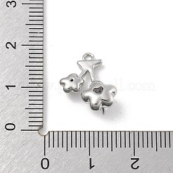 真鍮製マイクロパヴェキュービックジルコニアペンダント  カドミウムフリー＆ニッケルフリー＆鉛フリー  花のチャーム  プラチナ  16x13x7mm  穴：1.4mm&nbsp;LS-KK-D283-15P