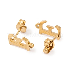 イオンプレーティング（IP）304ステンレススチールスタッドピアス  女性のための  文字e  11.5x6.5mm  穴：1mm  ピン：0.7mm&nbsp;FIND-Q103-01E-G