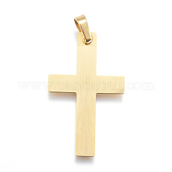 イオンプレーティング（IP）304ステンレスペンダント  ラテン十字架  ゴールドカラー  36.5x22x1mm  穴：4x7mm&nbsp;STAS-G171-01G