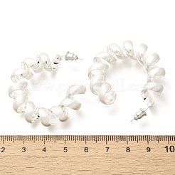 女性用真鍮スパイラルスタッドピアス  925銀メッキ  37.5x10mm&nbsp;LS-EJEW-A121-21S