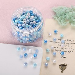 400 個 4 色不透明アクリルビーズ  ABカラーメッキ  ラウンド  ミックスカラー  8x7mm  穴：2mm  約100PCS /カラー&nbsp;MACR-SZ0001-79D