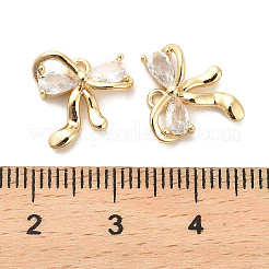 真鍮製ガラスチャーム  蝶結び  18KGP本金メッキ  12x12.5x4mm  穴：1.2mm&nbsp;KK-C054-17G