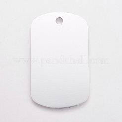 アルミペンダント  ペットタグ  長方形  銀色のメッキ  50x29x1mm  穴：3.5mm&nbsp;LS-ALUM-WH0007-03B