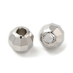真鍮製スペーサービーズ  多面カット  バレル  プラチナメッキ  6x5mm  穴：2mm&nbsp;KK-P249-02E-P