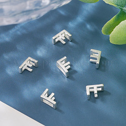 スターリングシルバーの中空イニシャルビーズ6個925個  銀  文字F  5.5~6x3.5~4x3mm  穴：3.5~4x1.3~1.7mm&nbsp;STER-TA0001-53F