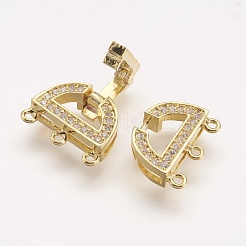 Brass Micro Pave Cubic Zirconia Fold Over Clasps&nbsp;X-ZIRC-F047-05G