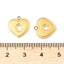 304ステンレススチールチャーム  ハートロックチャーム  18KGP本金メッキ  13.5x13x1mm  穴：1.5mm&nbsp;STAS-A089-32G