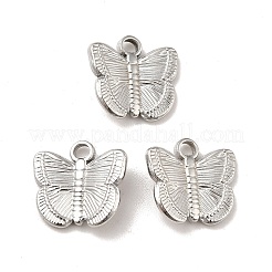 変色しない304ステンレススチールペンダント  蝶のチャーム  ステンレス鋼色  12.5x13x3mm  穴：1.8mm&nbsp;LS-STAS-A066-20P