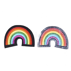 機械刺繍布地アイロンワッペン  マスクと衣装のアクセサリー  アップリケ  レインボー  カラフル  44x61x2mm&nbsp;FIND-T030-124
