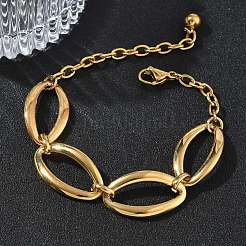 Two Tone 304 Stainless Steel Link Bracelets&nbsp;BJEW-P396-01A-G