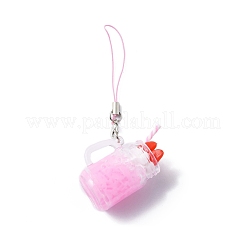 PVC Plastic Strawberry Ice Cream Cup Pendant Decorations&nbsp;HJEW-WH0039-21