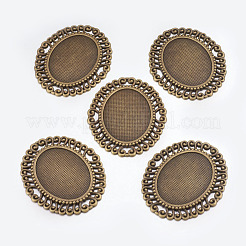 Tibetan Style Cabochon Connector Setting&nbsp;TIBEP-EA094YKG-AB-LF