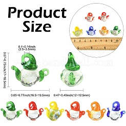 3D透明ガラスビーズ30個  ティーポット  ミックスカラー  17~18.5x16.5~19.5x12~12.5mm  穴：2.5~3.5mm&nbsp;GLAA-CJ0003-05