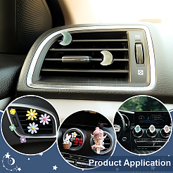 5Pcs Moon Natural Amethyst & Amazonite & Rose Quartz & Green Aventurine & Opalite Car Air Vent Clips&nbsp;HJEW-BC00069