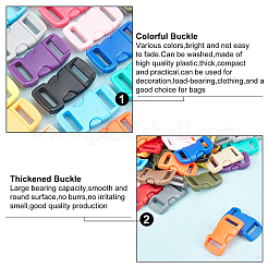 プラスチック製の調節可能なクイックサイドリリースバックル  荷物ストラップ用バックパック修理用  長方形  ミックスカラー  29x15mm  穴：10mm  76個/セット&nbsp;KY-PH0007-23