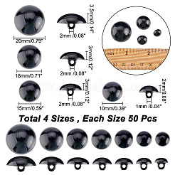 210スタイル7穴プラスチックボタン1個  半円  ブラック  10~22x9~14mm  穴：2.5~3mm  30個/スタイル&nbsp;BUTT-AR0001-08