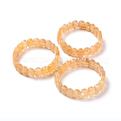 天然シトリン オーバル ビーズ ストレッチ ブレスレット  女性のためのアクセサリー用原石のアクセサリー  内径：2-1/8インチ（5.4~5.5cm）&nbsp;G-E010-01L