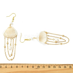 Shell & Brass & 304 Stainless Steel Dangle Earrings&nbsp;EJEW-TA00810