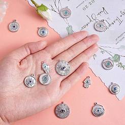16個8スタイルアイテーマ304ステンレススチールラインストーンペンダント  hamsa hand/hand of miriam & flat round  ステンレス鋼色  17.5~23x11~21x2~3mm  穴：1.4~2mm  2個/スタイル&nbsp;STAS-SZ0002-85P