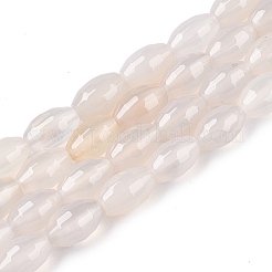天然ホワイトアゲート瑪瑙ビーズ連売り  多面カット  オーバル  リネン  10.5~12x7.5~8mm  穴：1mm  約32個/連  14.57~15.2''（37~38センチメートル）&nbsp;G-T138-180A